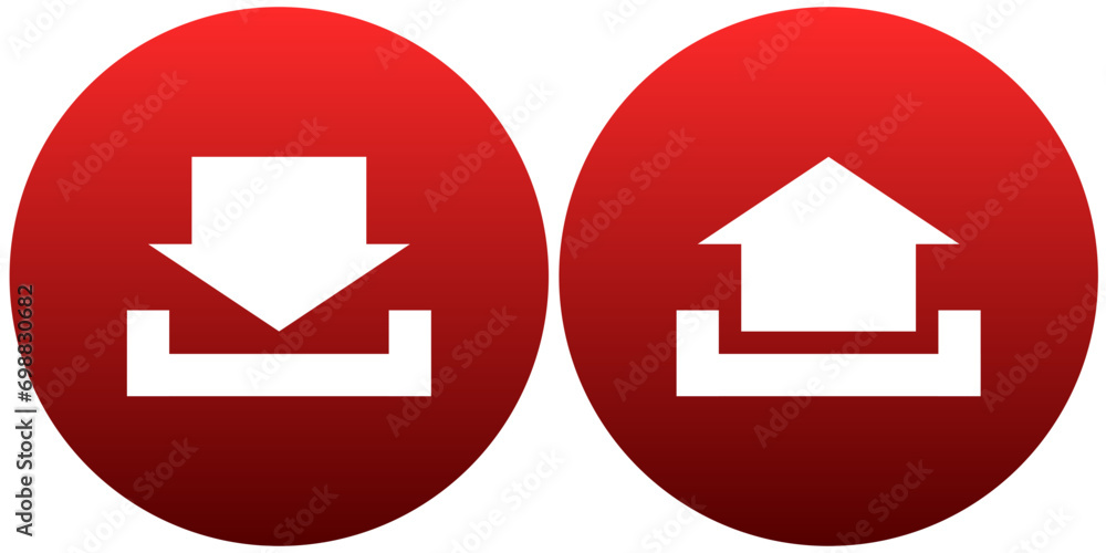 download and upload icon button on circle background vector download and upload icon button on circle background vector