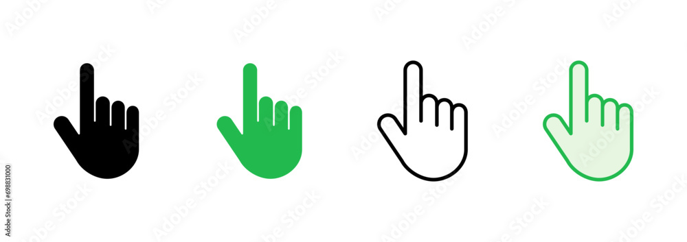 Hand cursor icon set. click icon vector. hand click. pointer