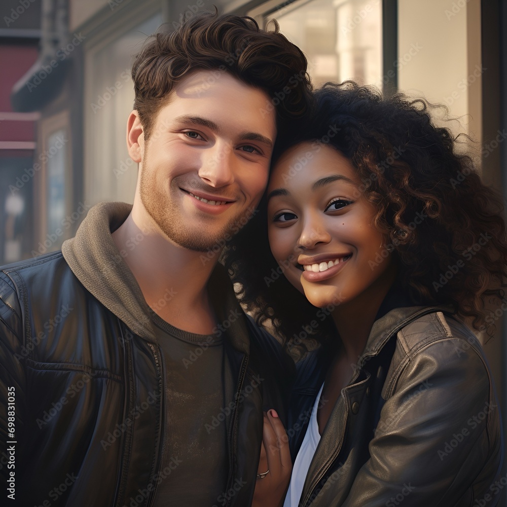 Portrait of an interracial couple smiling Portrait of an interracial couple smiling