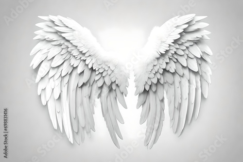 available White angel wings isolated cutout on transparen photo