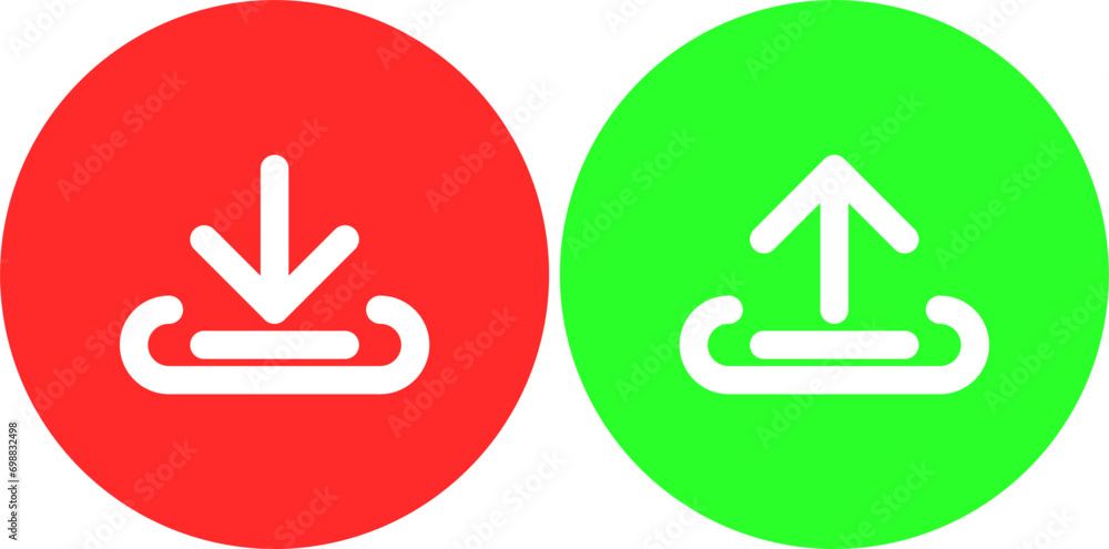 download and upload icon button on circle background vector download and upload icon button on circle background vector