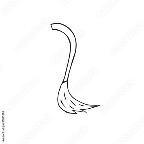 Vector hand drawn doodle sketch cow donkey tail isolated on white background