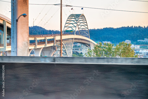 Crossing bridge in Portland, Oregon