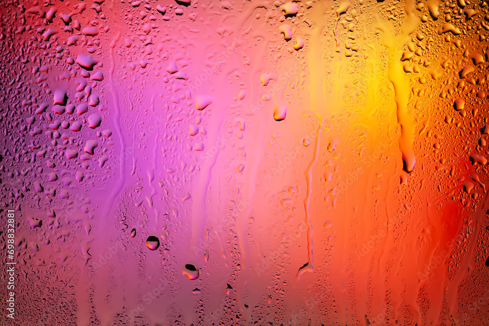 Drops of rain on the window. Water drops on glass. Abstract background. Colorful spots. Texture of drops. Selective focus Drops of rain on the window. Water drops on glass. Abstract background. Colorful spots. Texture of drops. Selective focus