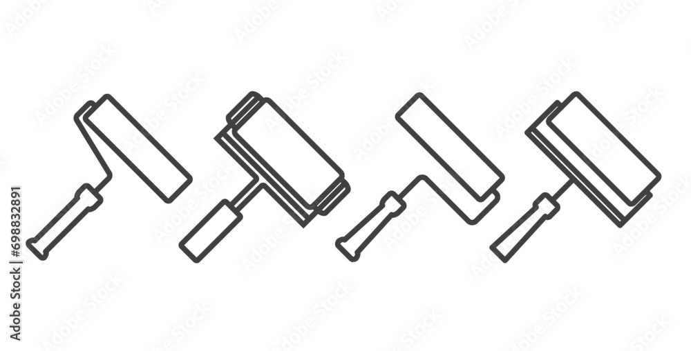 Simple icon line of roller painter vector illustration. Roller painter icons. Paint tools vector icon set. Symbol of decorating and art. Simple icon line of roller painter vector illustration. Roller painter icons. Paint tools vector icon set. Symbol of decorating and art.