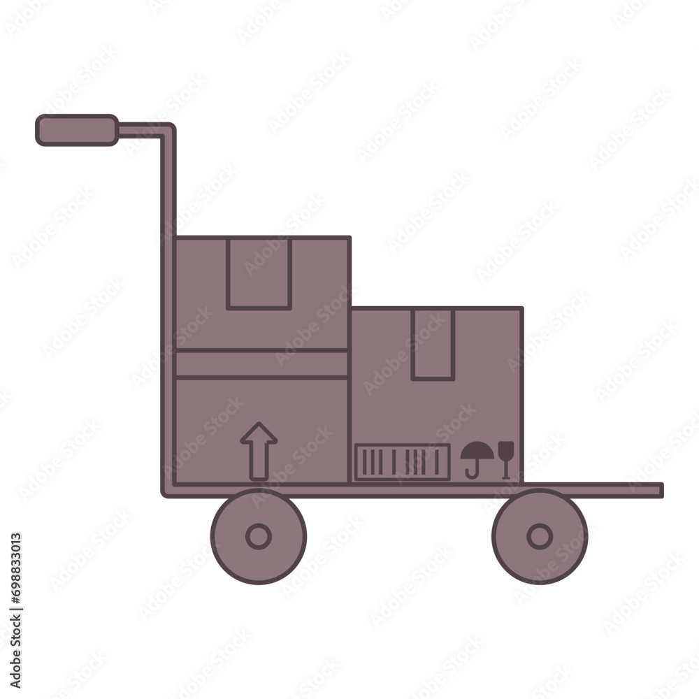 Flat line package cart. Vector illustration with logistic theme and flat line vector style. Editable vector element. Flat line package cart. Vector illustration with logistic theme and flat line vector style. Editable vector element.