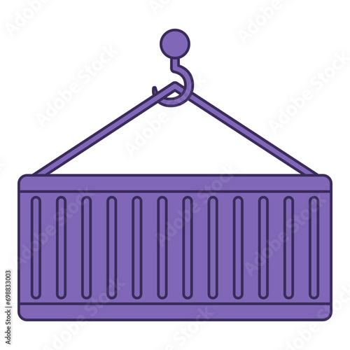 Flat line container lifting. Vector illustration with logistic theme and flat line vector style. Editable vector element.
