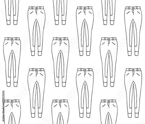 Vector seamless pattern of hand drawn doodle sketch horse riding breeches isolated on white background photo