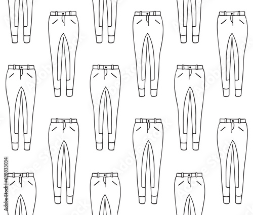 Vector seamless pattern of hand drawn doodle sketch horse riding breeches isolated on white background