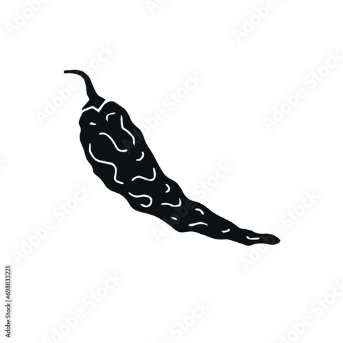 Vector hand drawn doodle sketch black dried chili pepper isolated on white background