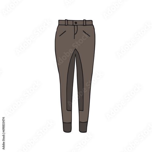 Vector hand drawn doodle sketch colored horse riding breeches isolated on white background