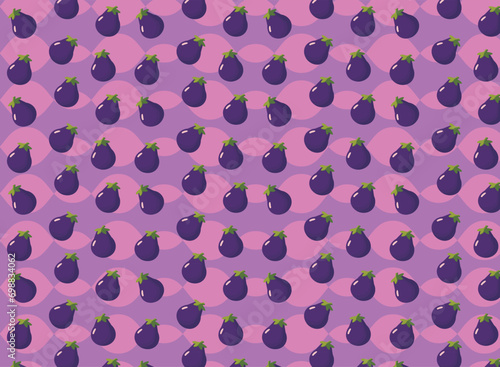 Eggplant pattern, background for kitchen fabrics or backgrounds for design, eggplant repeat, great for vegan publication background too