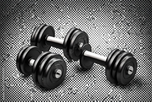 Pair of gym dumbbells isolated on transparent background photo