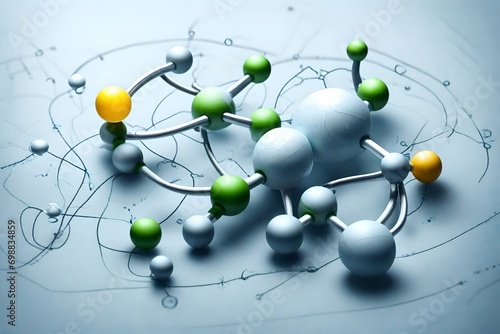 Oxygen O2 molecule model - Concept of Ecology and Biochemistry photo