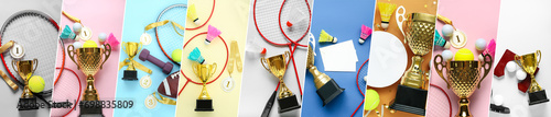 Collection of trophy cups w...