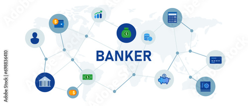 banker person work in finance professional job service loan debt and growth economy profit