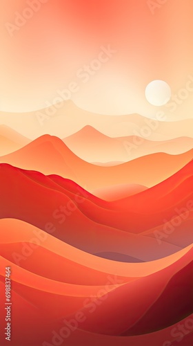 Orange Sunrise Nature Background Minimalist Abstract Mono Color Landscape Vertical App Wallpaper or Website Background