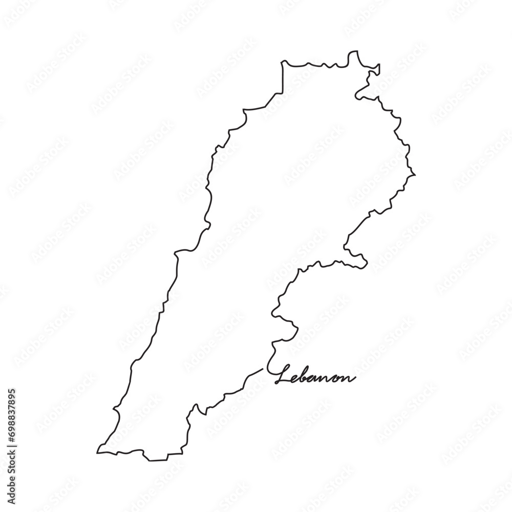 One continuous line drawing of country Map for Lebanon vector illustration. Country map illustration simple linear style vector concept. Country territorial area and suitable for your asset design.