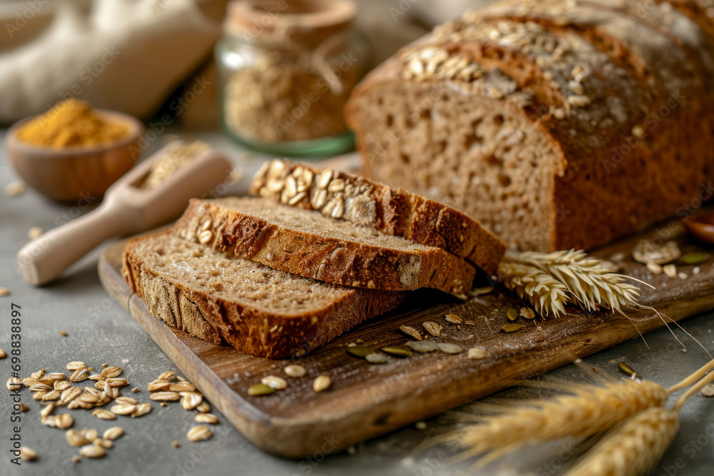 Whole grain goodness, a composition featuring whole grain bread slices