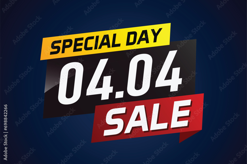 4.4 Special day sale word concept vector illustration with ribbon and 3d style for use landing page, template, ui, web, mobile app, poster, banner, flyer, background, gift card, coupon

