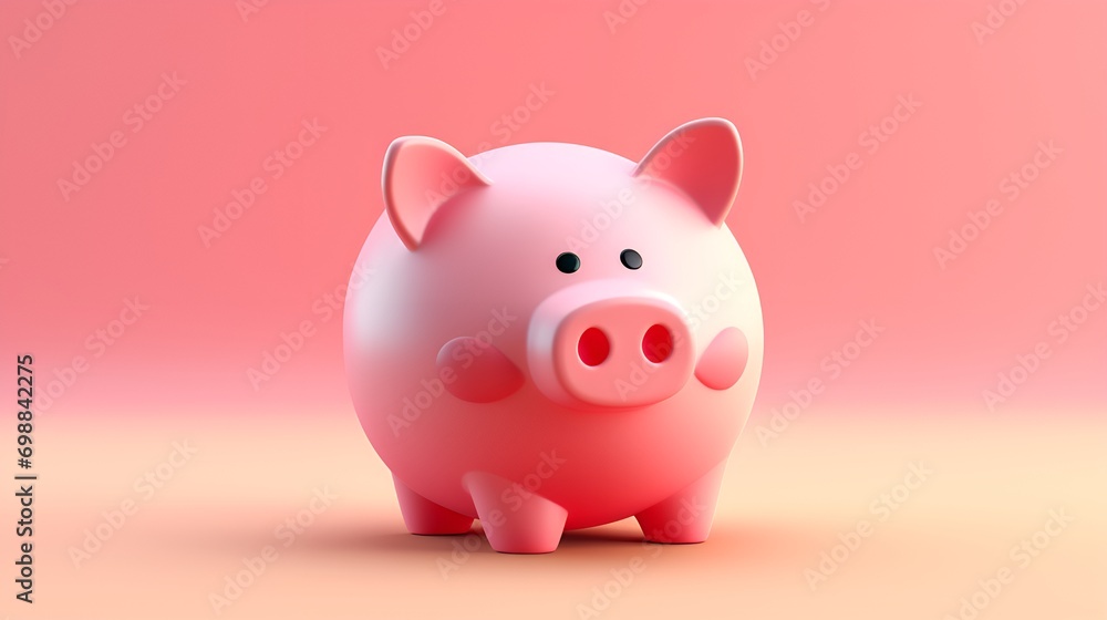 3D Render of a Piggy Bank, Classic Symbol of Savings and Financial Planning