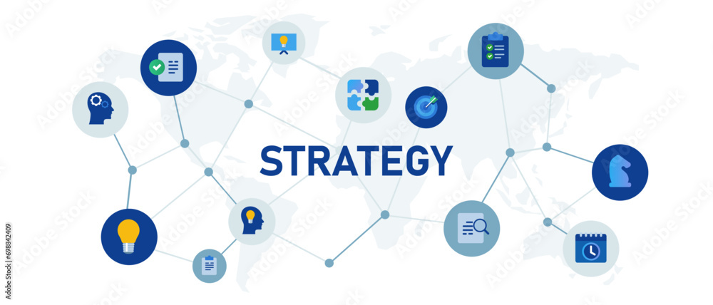 strategy plan solution process think idea for success goal with icon lightbulb puzzle clipboard and chess strategy plan solution process think idea for success goal with icon lightbulb puzzle clipboard and chess