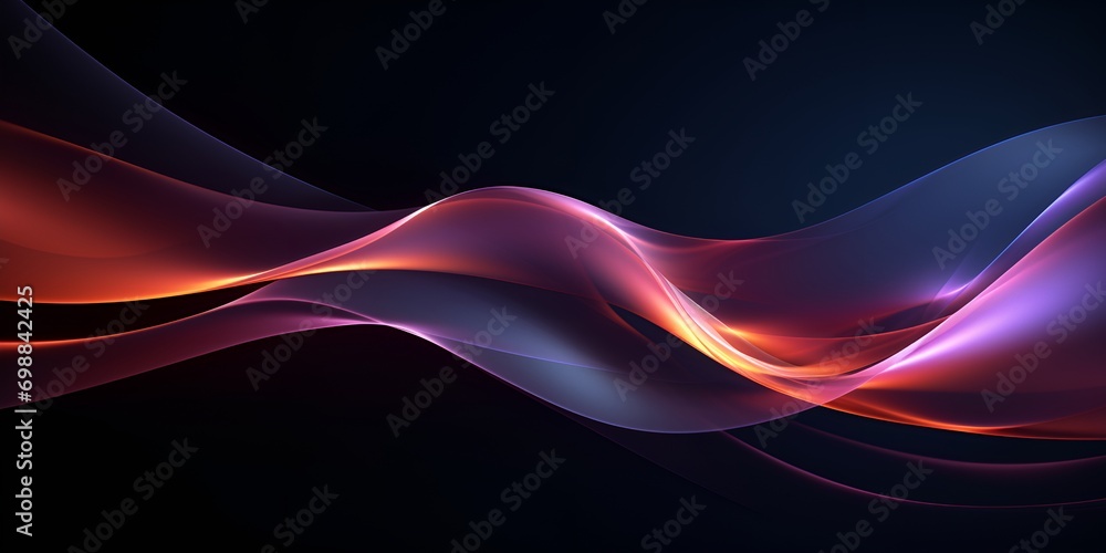 Fototapeta premium 3D Render Dynamic Waves of Light in a Dark Background, Dynamic Waves, Light, Dark