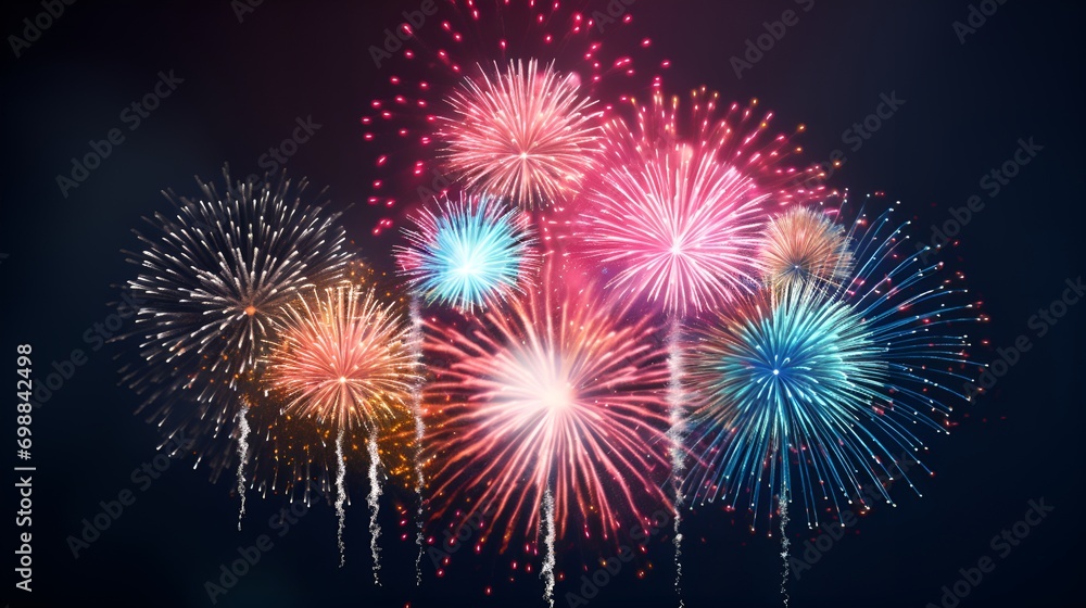 3D Render Fireworks in Style, Celebration, Fireworks, New Year