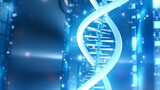 3D Render Futuristic DNA Helix in a High Tech Environment, Science, DNA, Futuristic