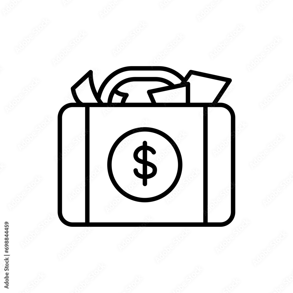 Dollar briefcase outline icons, money minimalist vector illustration ,simple transparent graphic element .Isolated on white background Dollar briefcase outline icons, money minimalist vector illustration ,simple transparent graphic element .Isolated on white background