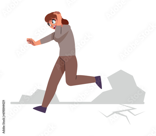 earthquake running woman