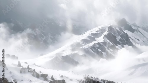 雪山の雪崩 AI画像