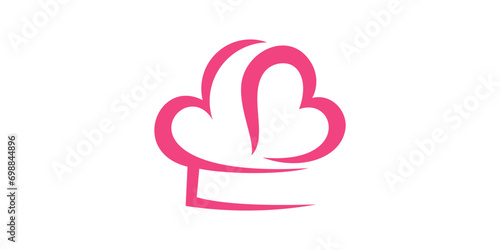 logo design combination of chef hat shape with love sign, icon, vector, symbol.