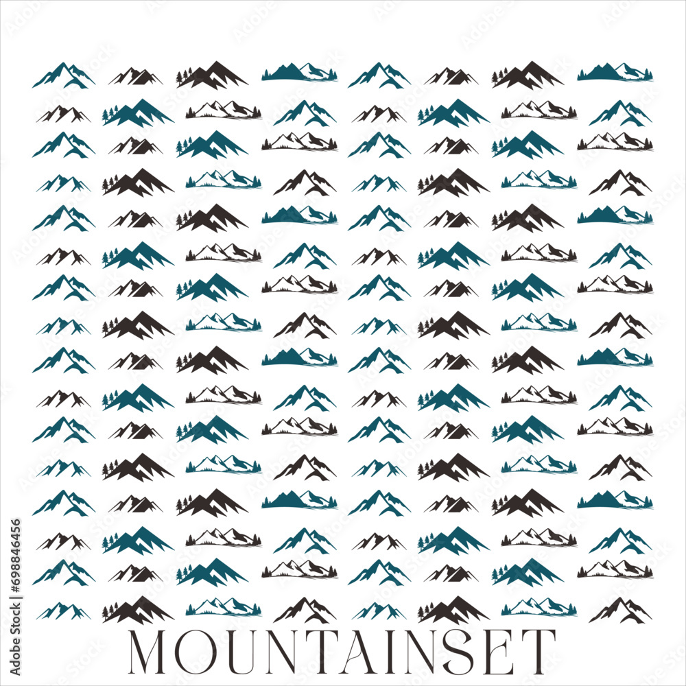 Fototapeta premium mountain silhouette , set of blue rocky mountain silhouette. bundle vector.