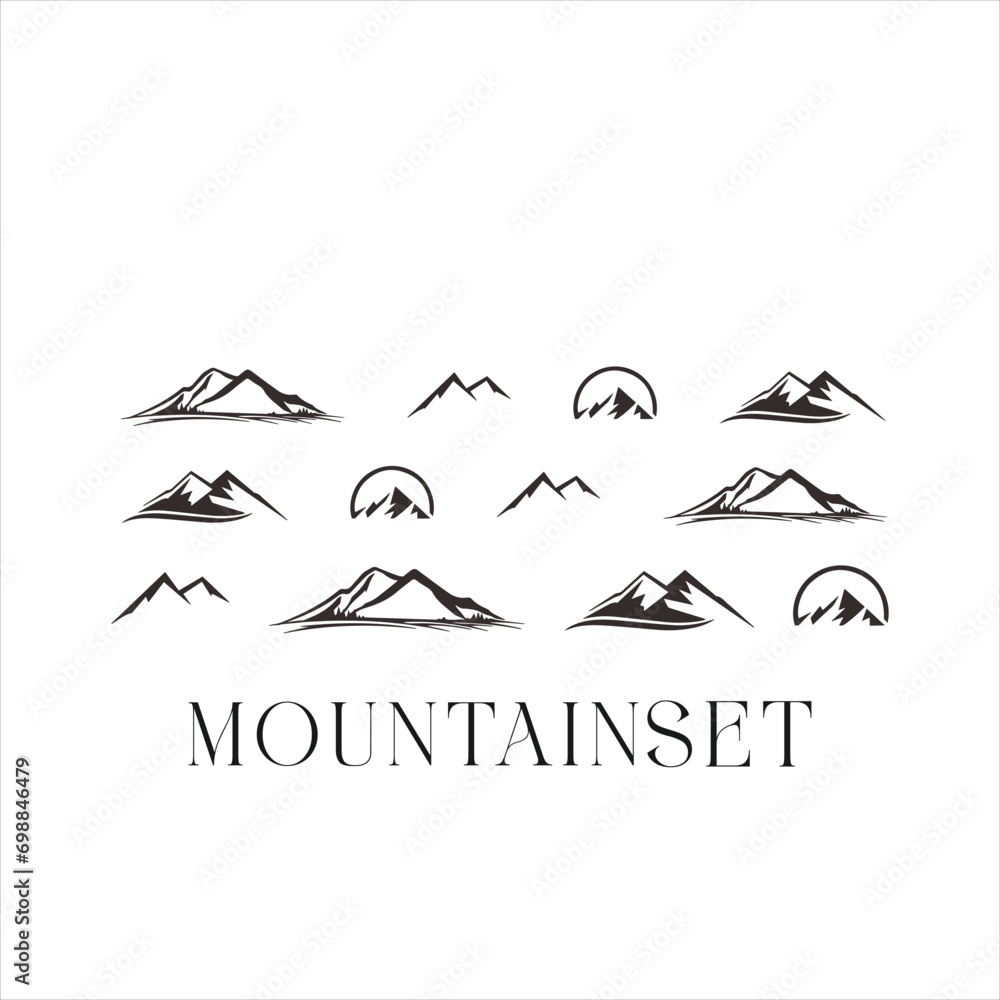 Fototapeta premium Set of mountains. Logo. Mountain icons set on a white background