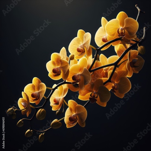 Title: Close-up of elegant orchid twig. Orchid branch, 兰花, Orquídea, زهرة الأوركيد, Orchidee, Orquidea, Орхидея, Orchidée, 蘭, आर्किड, Elegante rama de orquídeas. isolated contrast background