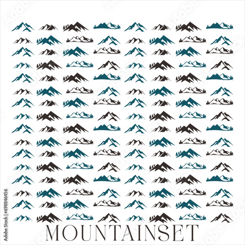 mountain silhouette   set of blue rocky mountain silhouette. bundle vector.
