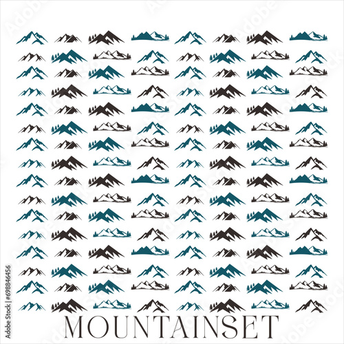mountain silhouette , set of blue rocky mountain silhouette. bundle vector.