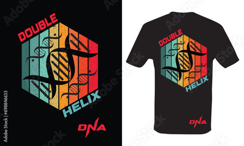 DNA double helix medical icon through vintage t-shirt designs.