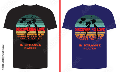 Illustration of a t-shirt by vintage color. Discovering love in strange places.