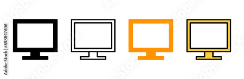 Computer icon set vector. computer monitor sign and symbol