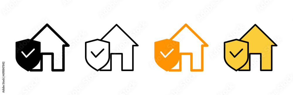 home insurance icon set vector. home protection sign and symbol home insurance icon set vector. home protection sign and symbol