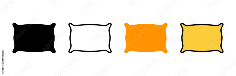 Pillow icon set vector. Pillow sign and symbol. Comfortable fluffy pillow Pillow icon set vector. Pillow sign and symbol. Comfortable fluffy pillow