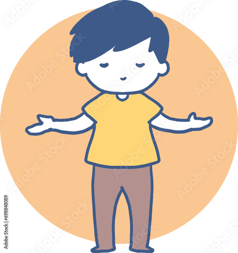 Billede på lærred Embracing Life Young Boy's Open Arms Vector Art.