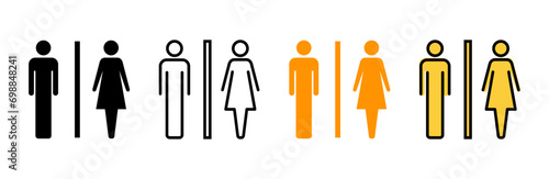 Toilet icon set vector. Girls and boys restrooms sign and symbol. bathroom sign. wc, lavatory photo