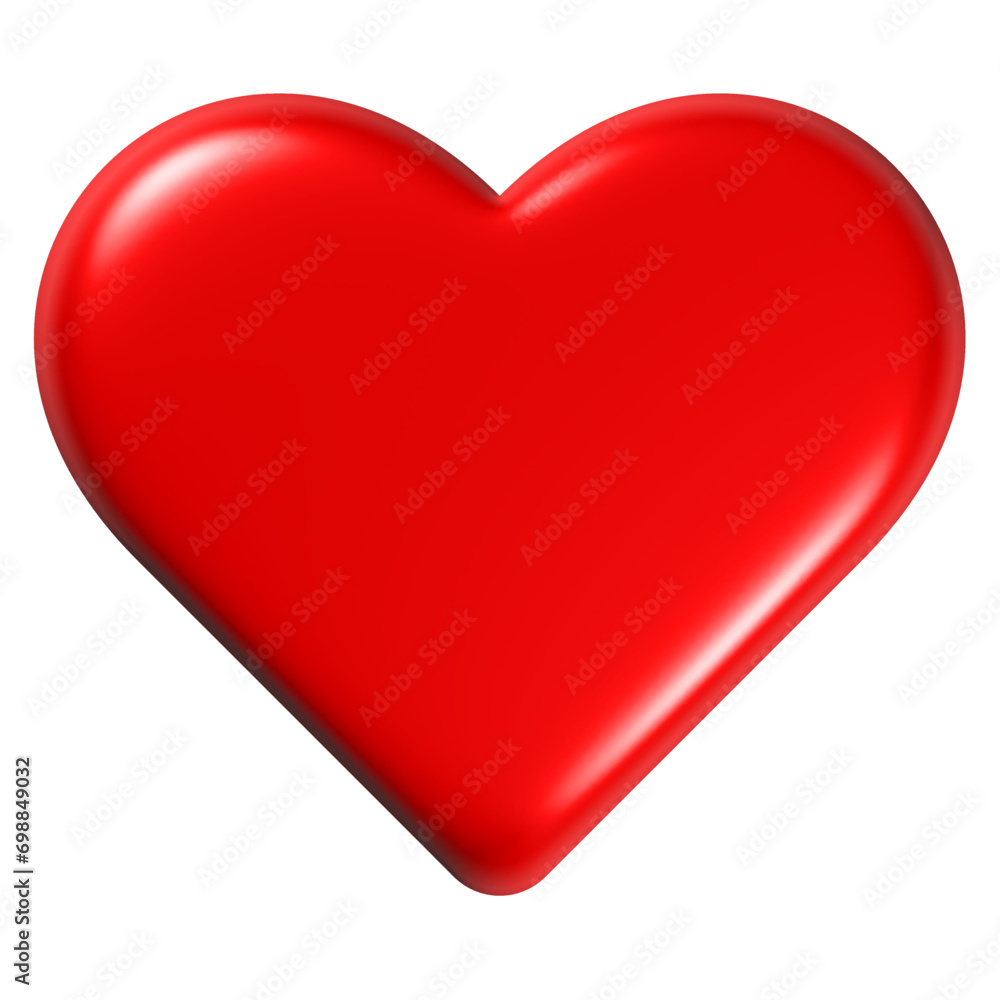 3d red Heart. Love symbol isolated on white background. Vector illustration