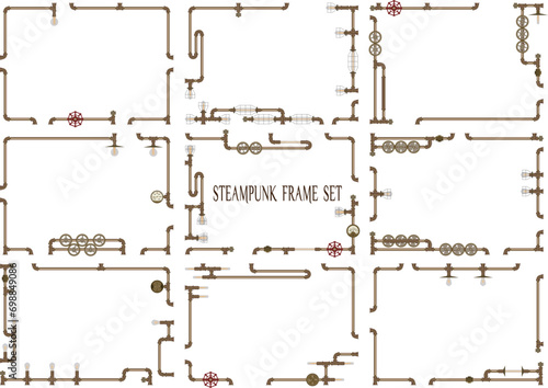 Steampunk piping frame set copper with gradation
