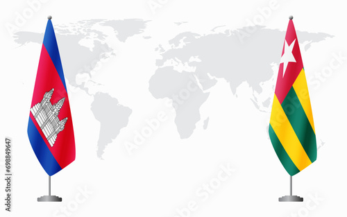 Cambodia and Togo flags for official meeting