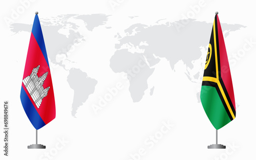 Cambodia and Vanuatu flags for official meeting