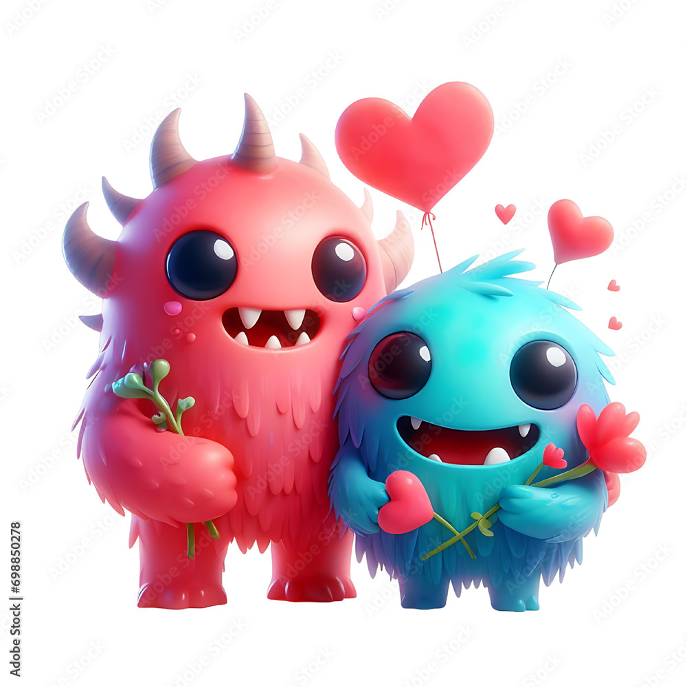 Cute Couple Valentine's Day Monsters